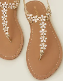 Accessorize Flower Embellished Sandals Cream