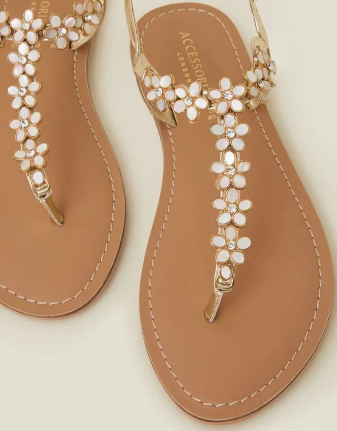 Accessorize Flower Embellished Sandals Cream