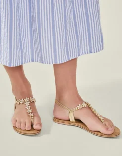 Accessorize Flower Embellished Sandals Cream