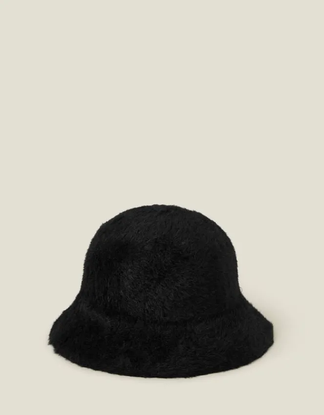 Accessorize Fluffy Bucket Hat Black