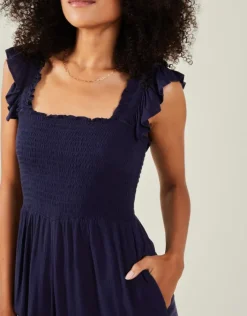 Accessorize Frill Shoulder Jumpsuit Blue