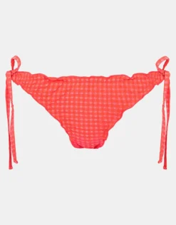 Accessorize Frilly Seersucker Tie Bikini Bottoms Orange