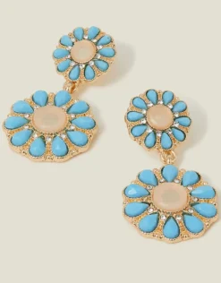 Accessorize Gem Flower Drop Earrings