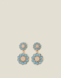 Accessorize Gem Flower Drop Earrings