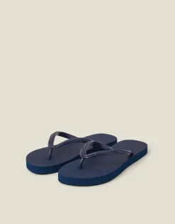 Accessorize Gemstone Flip Flops Blue