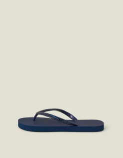 Accessorize Gemstone Flip Flops Blue
