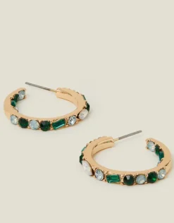 Accessorize Gemstone Hoop Earrings Green