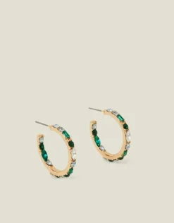 Accessorize Gemstone Hoop Earrings Green
