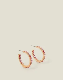 Accessorize Gemstone Hoop Earrings Pink
