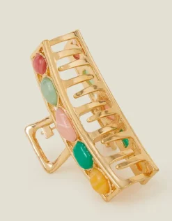 Accessorize Gemstone Metal Claw Clip