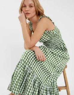 Accessorize Gingham Sleeveless Maxi Dress Green