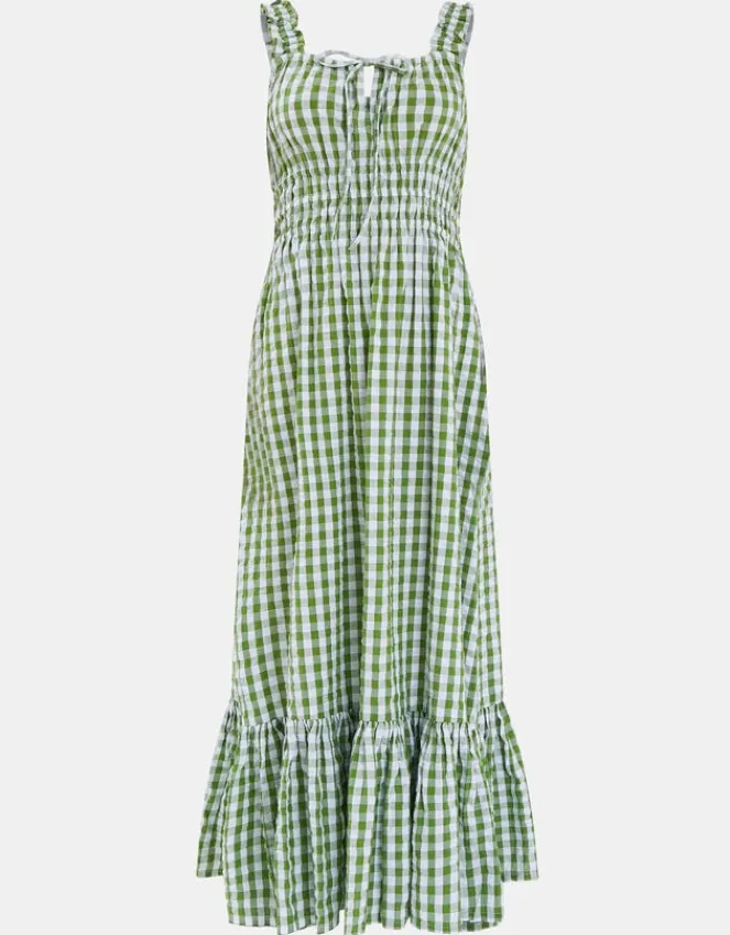 Accessorize Gingham Sleeveless Maxi Dress Green
