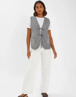 Accessorize Gingham Waistcoat Black