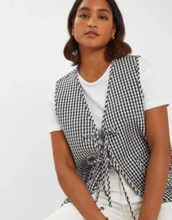 Accessorize Gingham Waistcoat Black