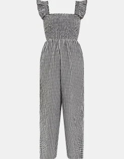 Accessorize Gingham Wide Leg Jumpsuit Black