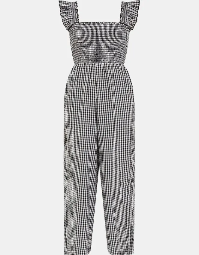 Accessorize Gingham Wide Leg Jumpsuit Black