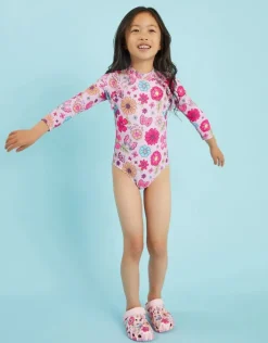 Accessorize Girl Retro Bloom Long Sleeve Swimsuit Multi