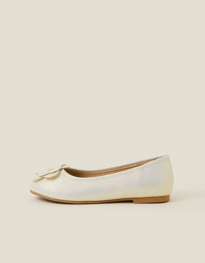 Accessorize Girls Applique Flower Ballet Flats Gold
