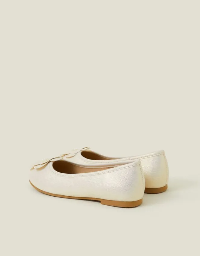 Accessorize Girls Applique Flower Ballet Flats Gold
