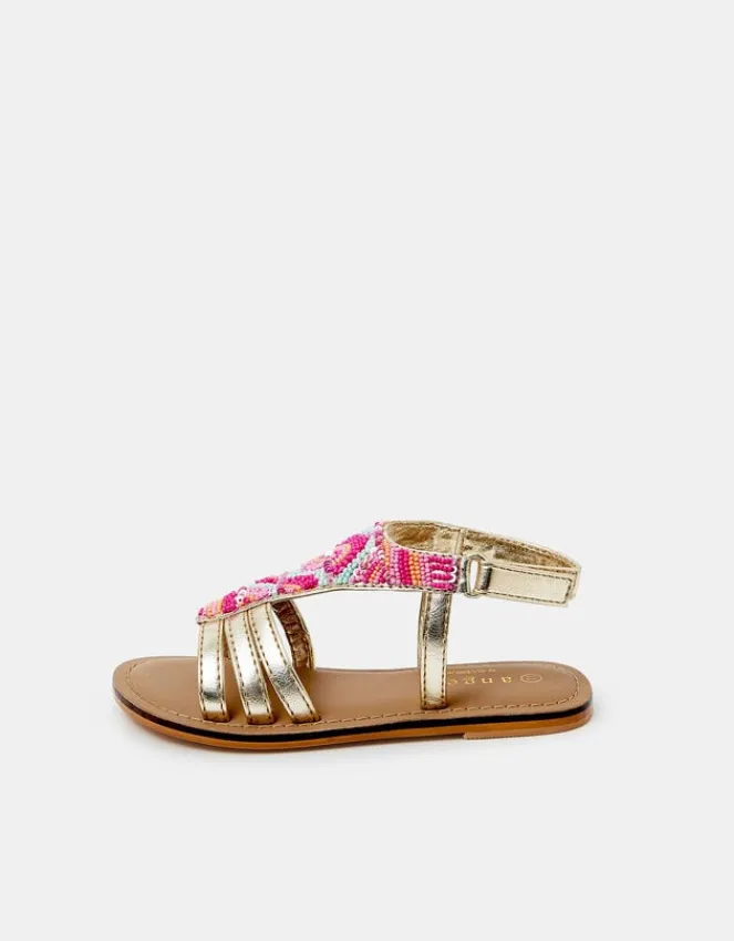 Accessorize Girls Beaded Gladiator Sandals Multi
