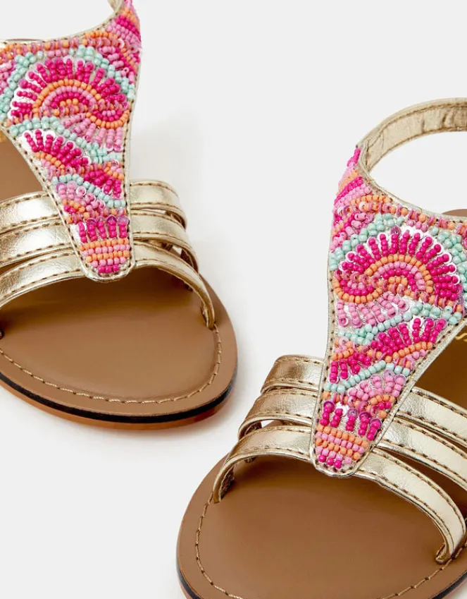 Accessorize Girls Beaded Gladiator Sandals Multi