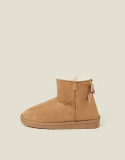Accessorize Girls Bow Suedette Boots Tan