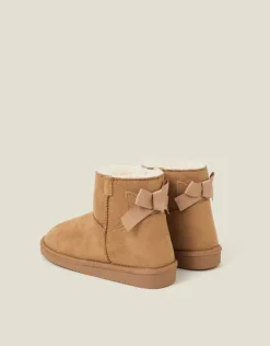 Accessorize Girls Bow Suedette Boots Tan
