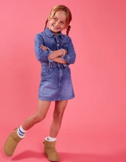 Accessorize Girls Bow Suedette Boots Tan