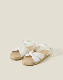 Accessorize Girls Broderie Strap Jute Sandals White