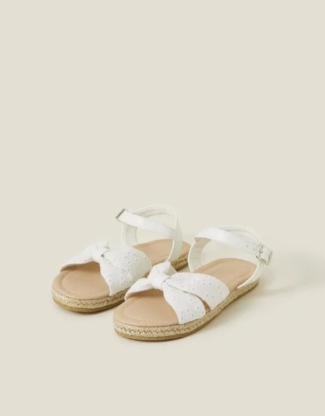 Accessorize Girls Broderie Strap Jute Sandals White