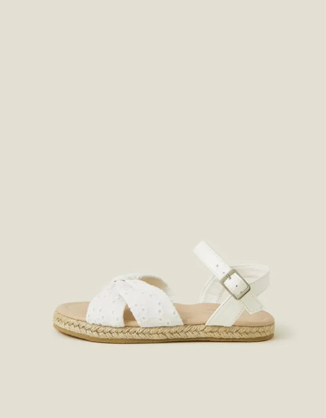 Accessorize Girls Broderie Strap Jute Sandals White