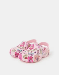 Accessorize Girls Butterfly Print Clogs Pink