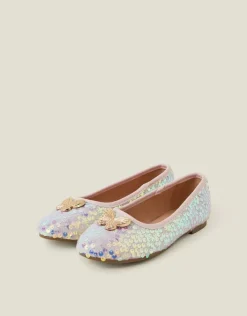Accessorize Girls Butterfly Sequin Ballet Flats Pink