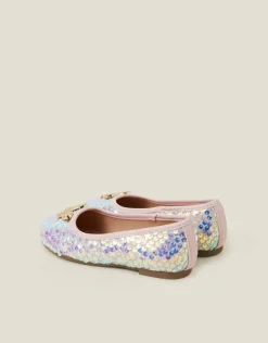 Accessorize Girls Butterfly Sequin Ballet Flats Pink