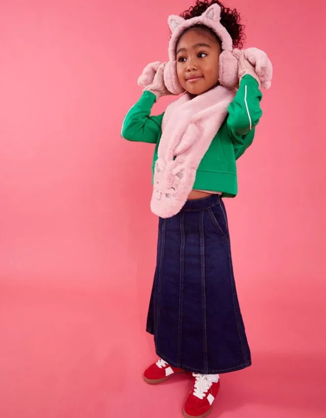 Accessorize Girls Cat Fingerless Mitten Gloves Pink