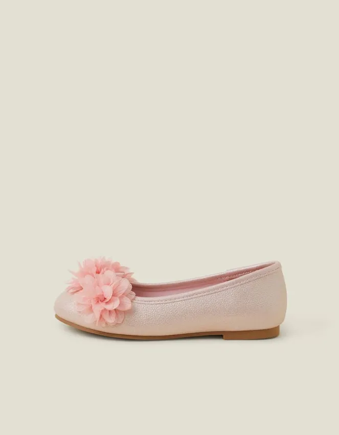 Accessorize Girls Corsage Flower Ballet Flats Pink