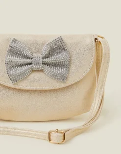Accessorize Girls Diamante Bow Metallic Bag