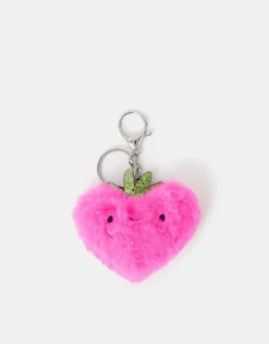 Accessorize Girls Faux Fur Strawberry Bag Charm