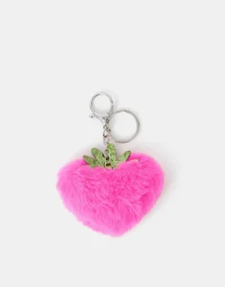 Accessorize Girls Faux Fur Strawberry Bag Charm