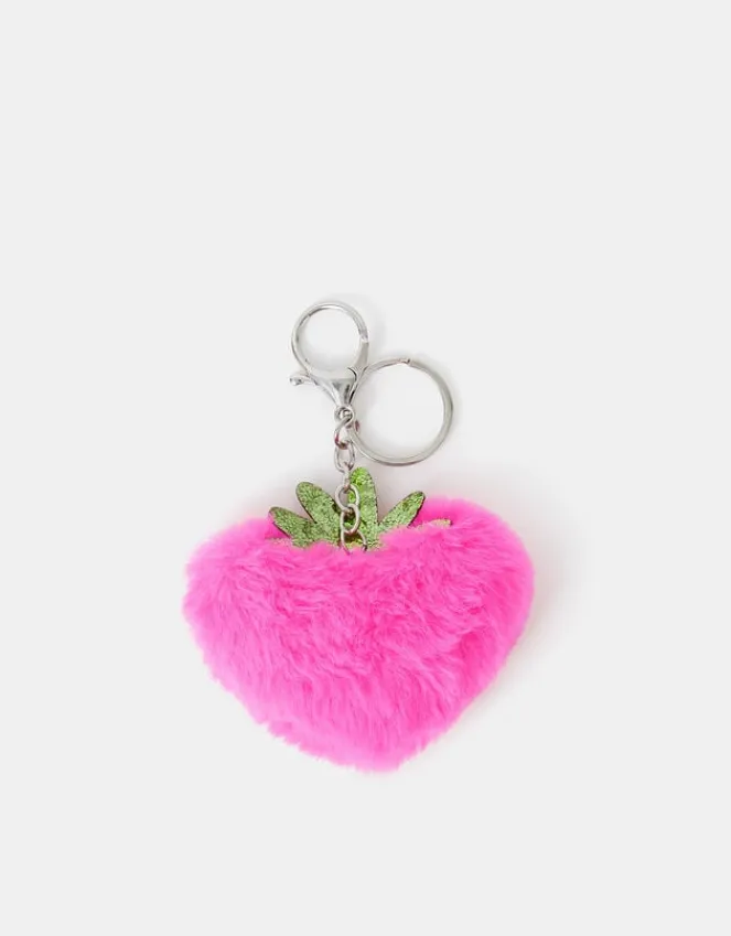 Accessorize Girls Faux Fur Strawberry Bag Charm