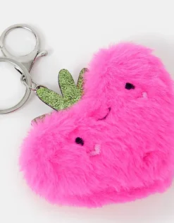 Accessorize Girls Faux Fur Strawberry Bag Charm