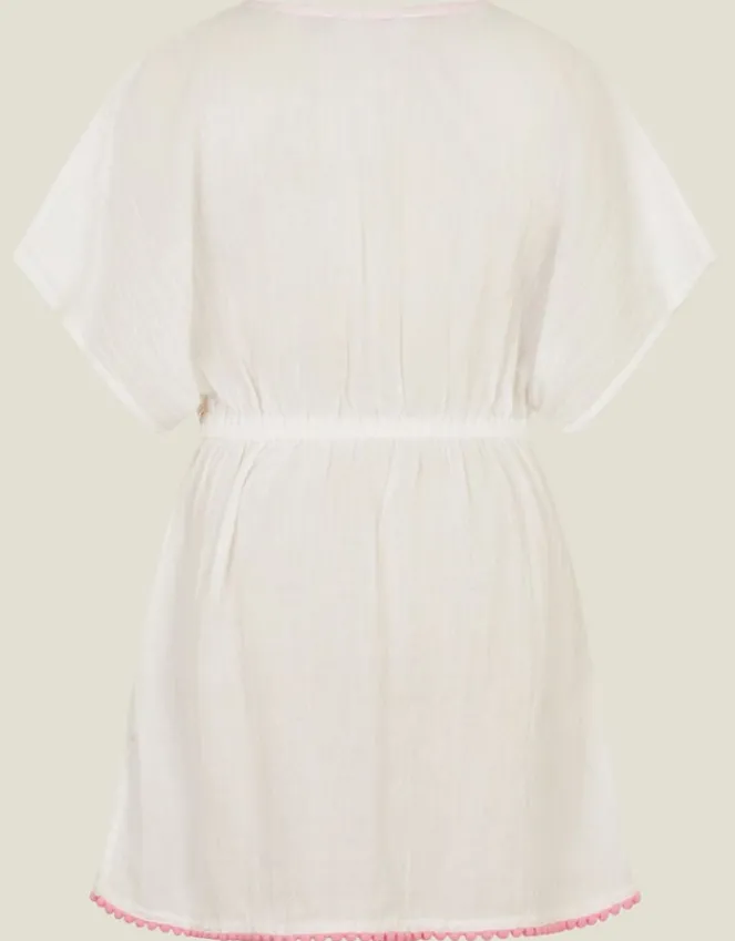 Accessorize Girls Floral Embroidered Kaftan Dress White
