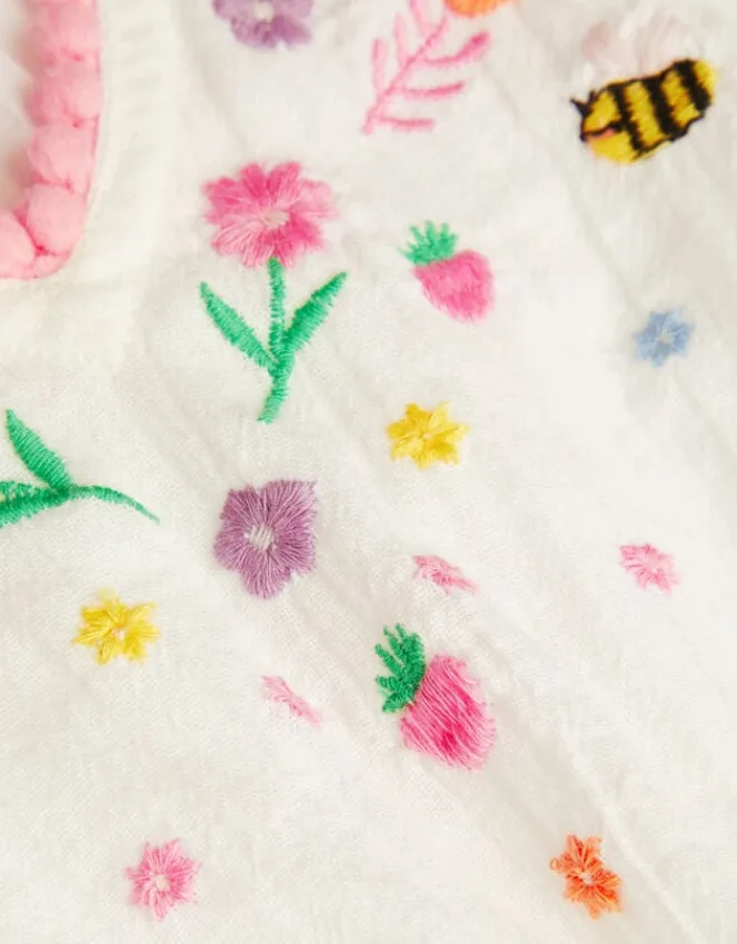 Accessorize Girls Floral Embroidered Kaftan Dress White