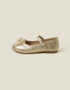Accessorize Girls Flower Ballet Flats Gold