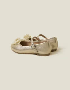 Accessorize Girls Flower Ballet Flats Gold