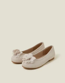 Accessorize Girls Flower Corsage Glitter Ballet Flats Gold