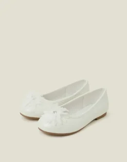 Accessorize Girls Flower Toe Ballet Flats Ivory