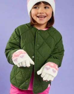 Accessorize Girls Fluffy Heart Fingerless Mitten Gloves Multi