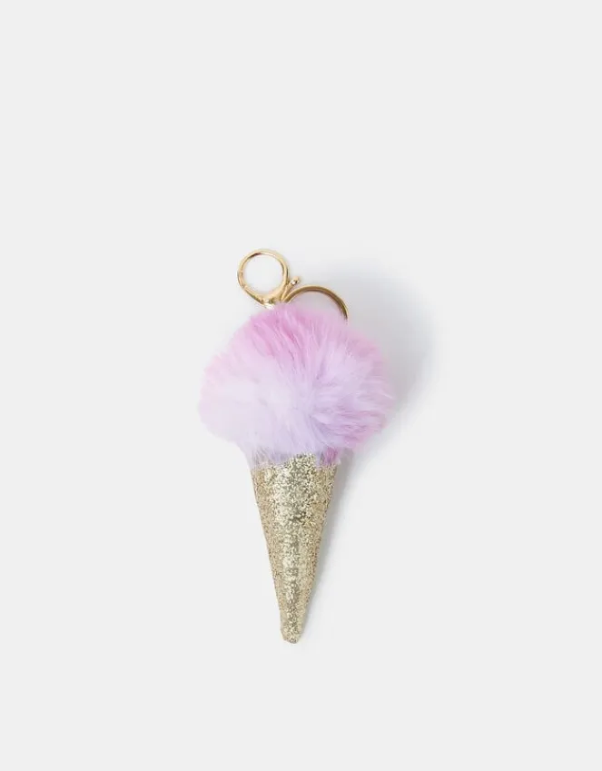 Accessorize Girls Fluffy Ice Cream Bag Charm