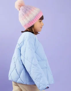 Accessorize Girls Fluffy Pom Ombre Sequin Beanie Hat Purple